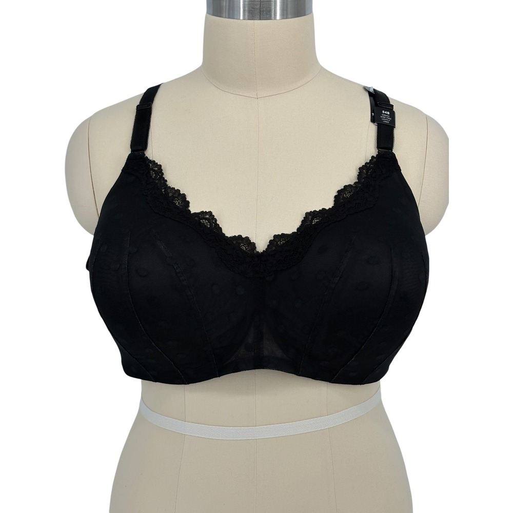 Torrid Dream Wire-Free Bra Black Swiss Dot Lace 360 Back Smoothing 54B